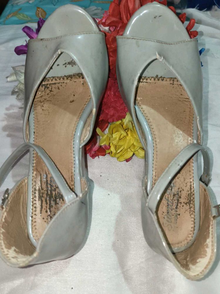 Stylish Grey Wedge Sandals