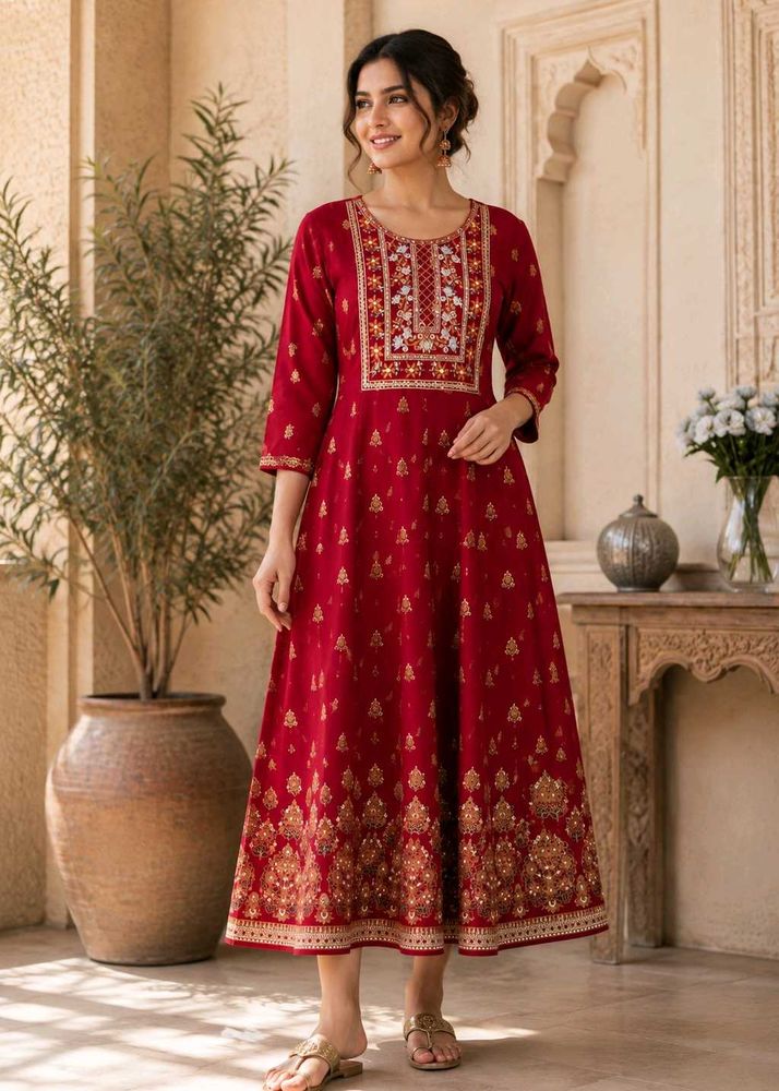 Beautiful Red Embellished Kurta