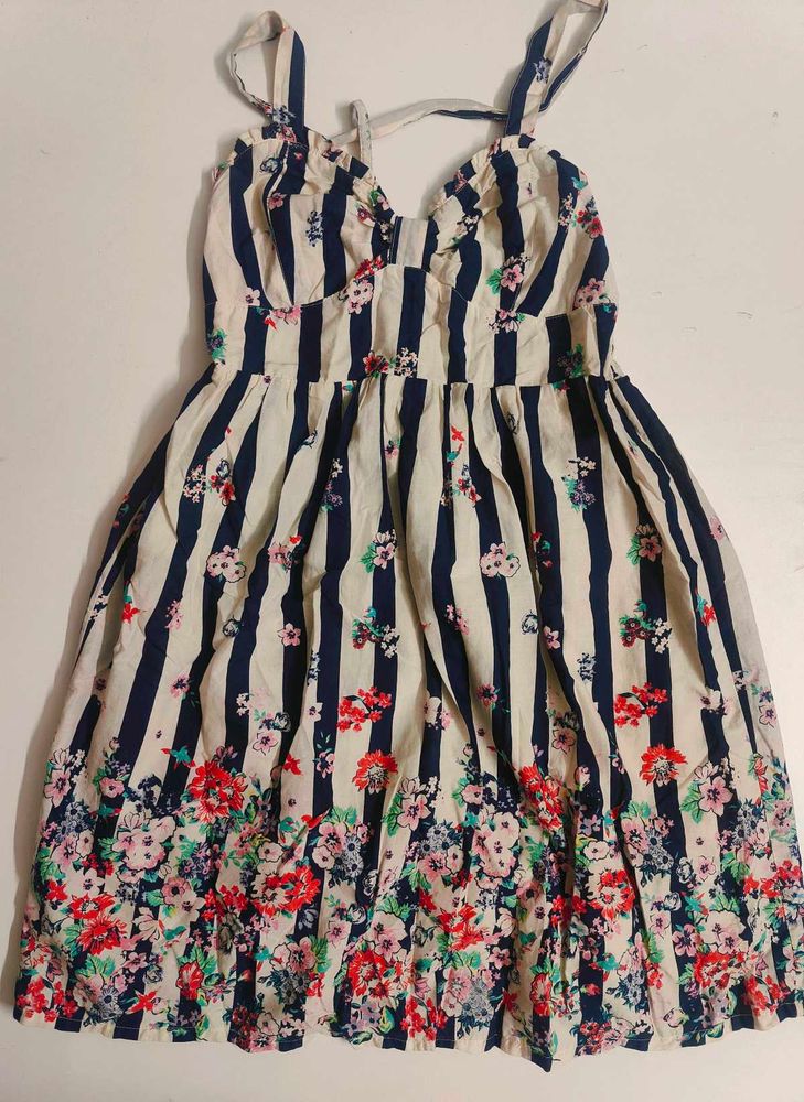 Striped Floral Mini Smocked Sun Dress