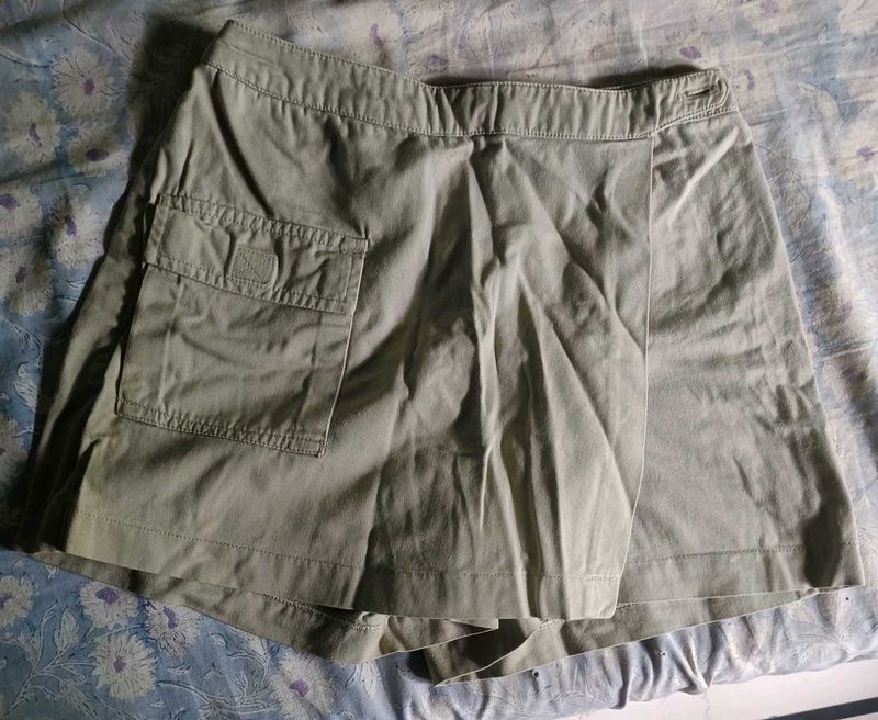Khaki Cargo Skirt Shorts