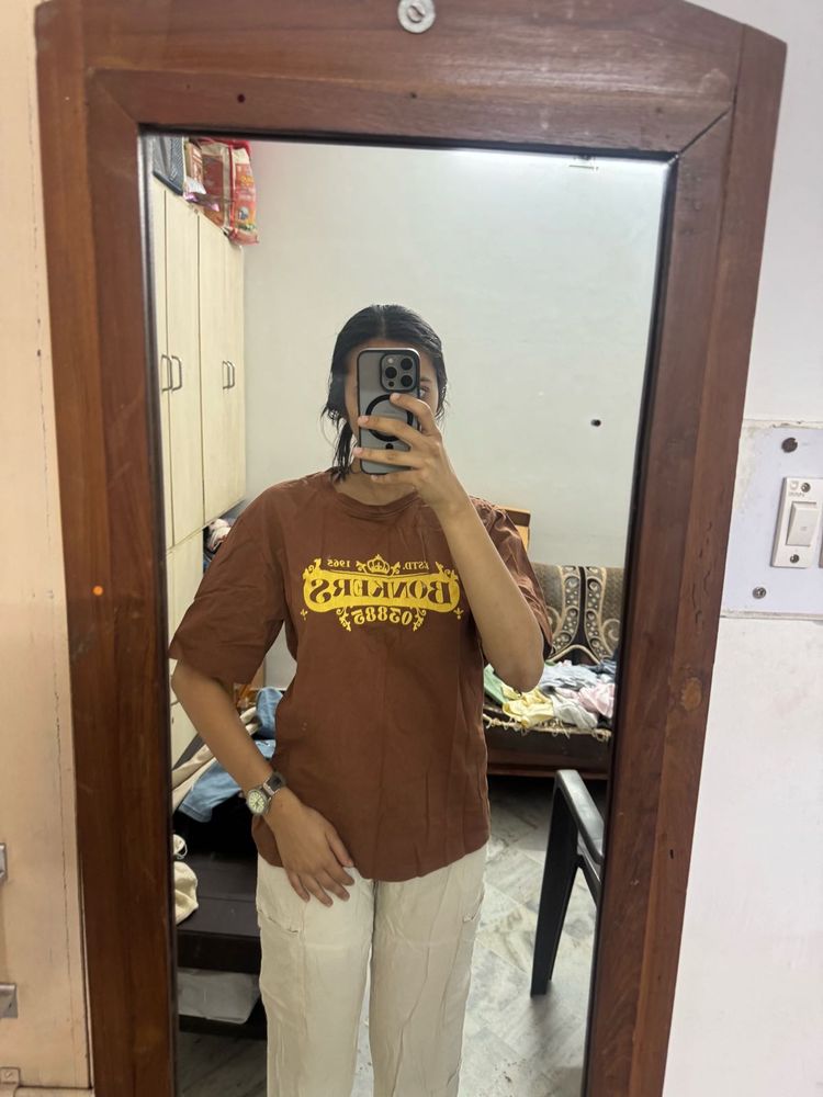 Brown Graphic Print T-Shirt