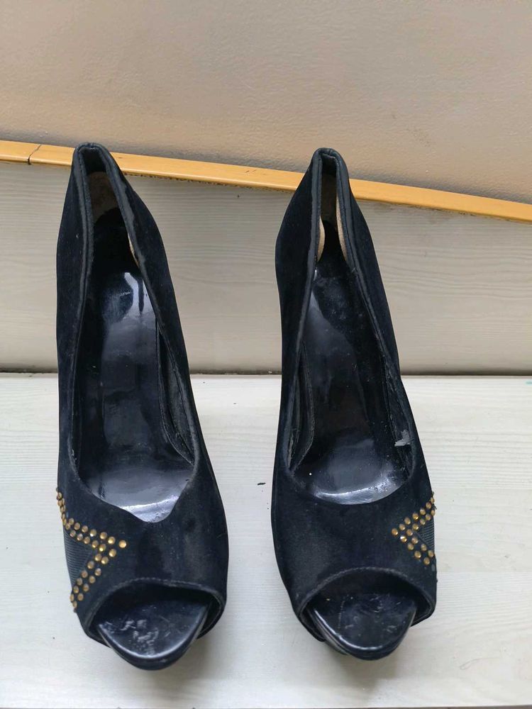 Black Peep Toe Heels