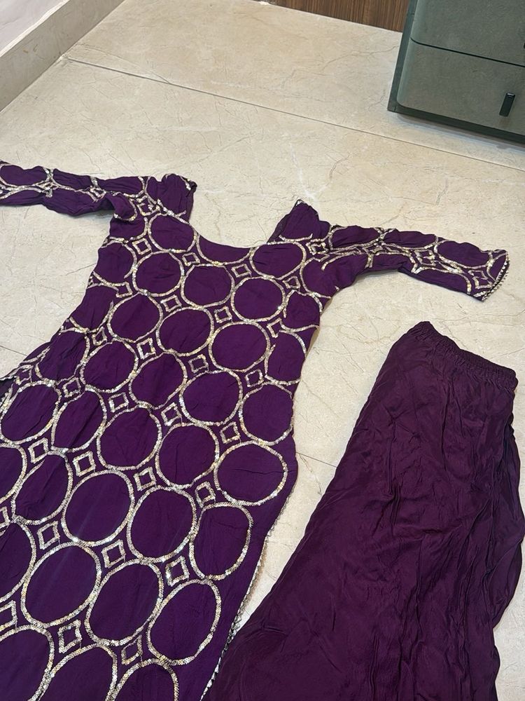 Elegant Purple Kurta Set with Embellishment