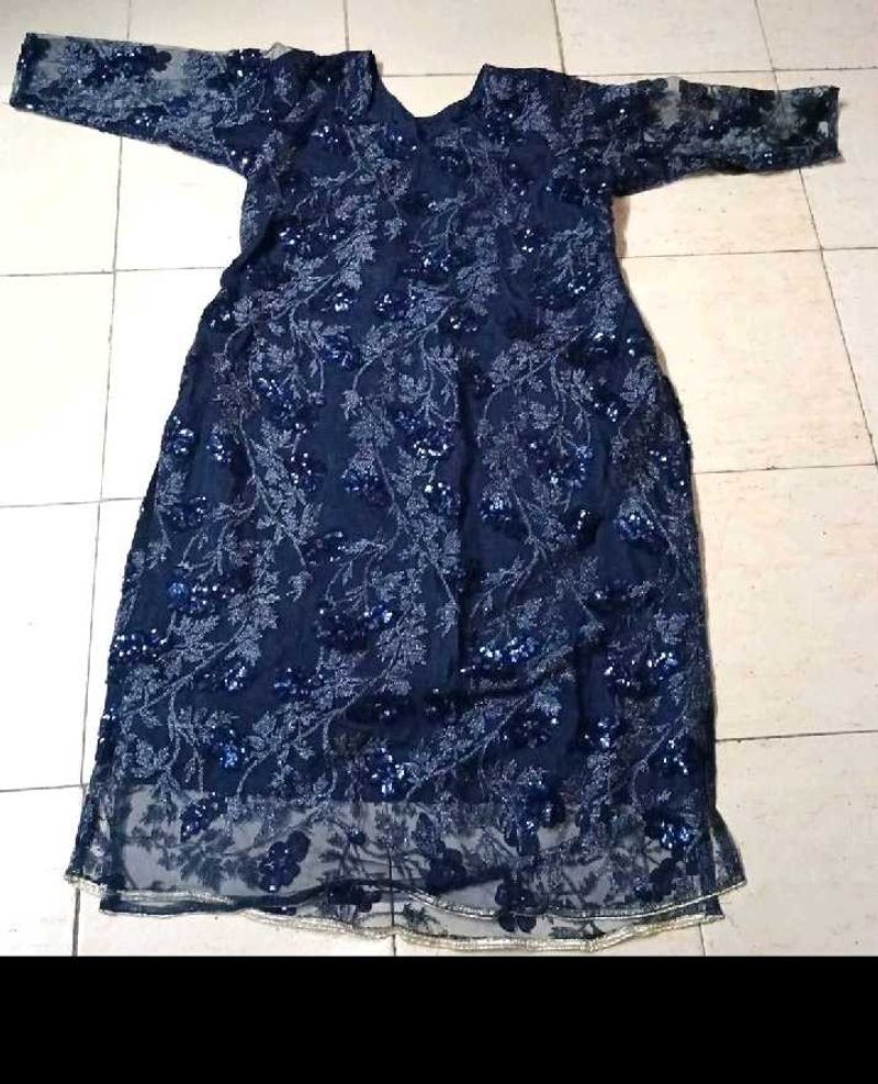 Navy Blue Sequined Kurta