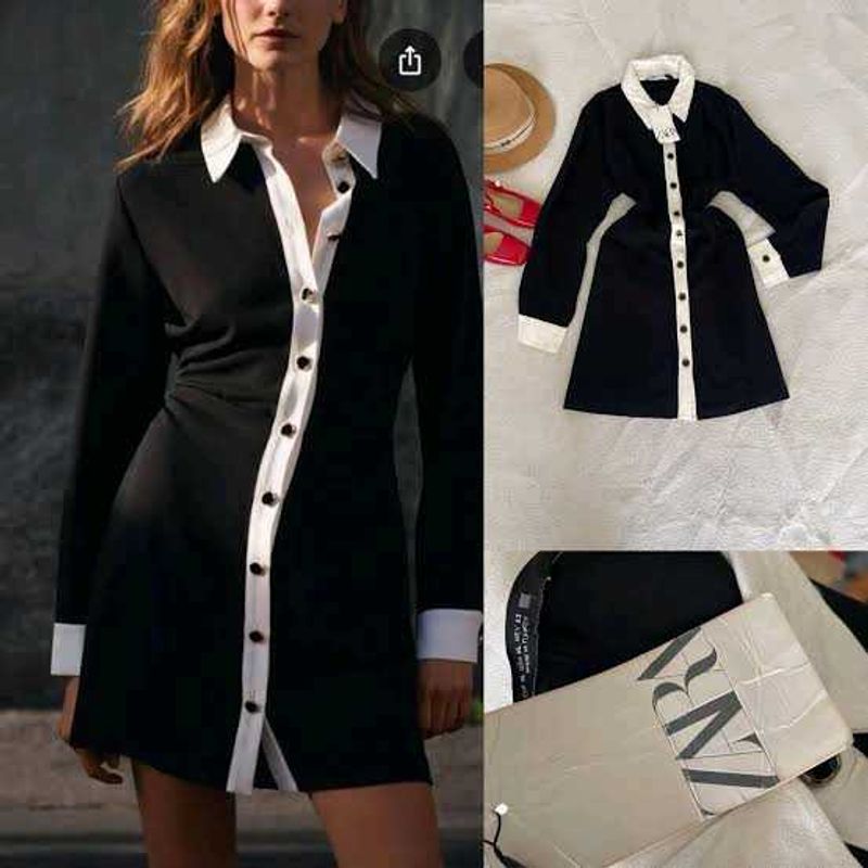 Zara Black &amp; White Shirt Dress