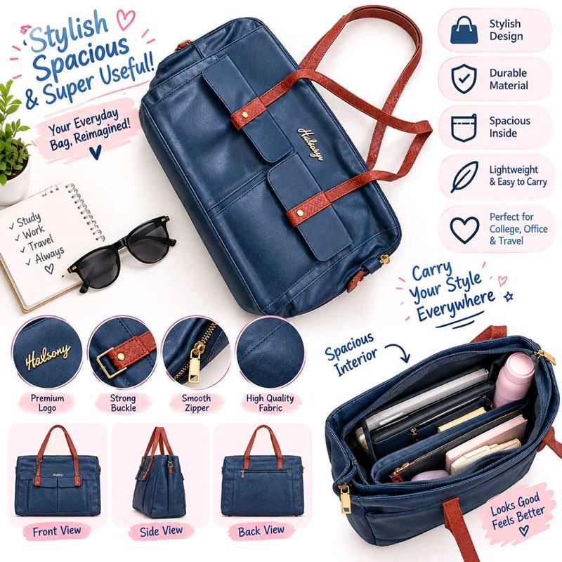 Stylish &amp; Spacious Blue Tote Bag