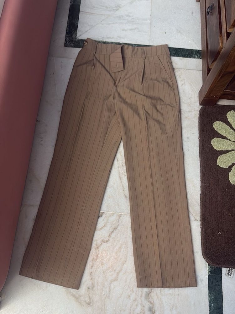 Pinstripe Wide-Leg Trousers