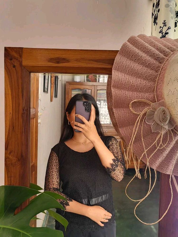 Elegant Black Lace Sleeve Top