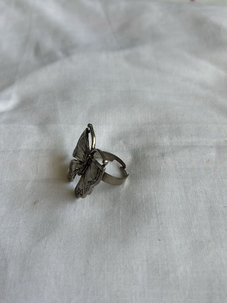 Silver Butterfly Statement Ring