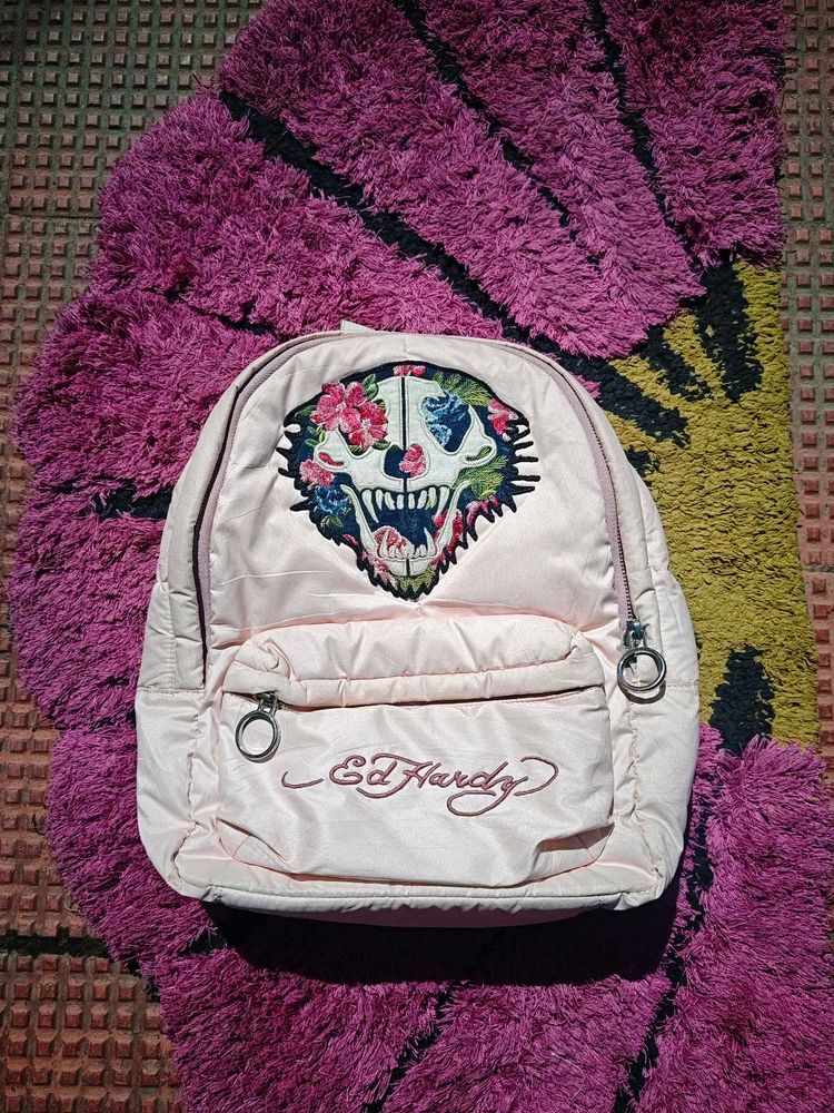 Ed Hardy 2000s Embroidered Skull Women's Backpack