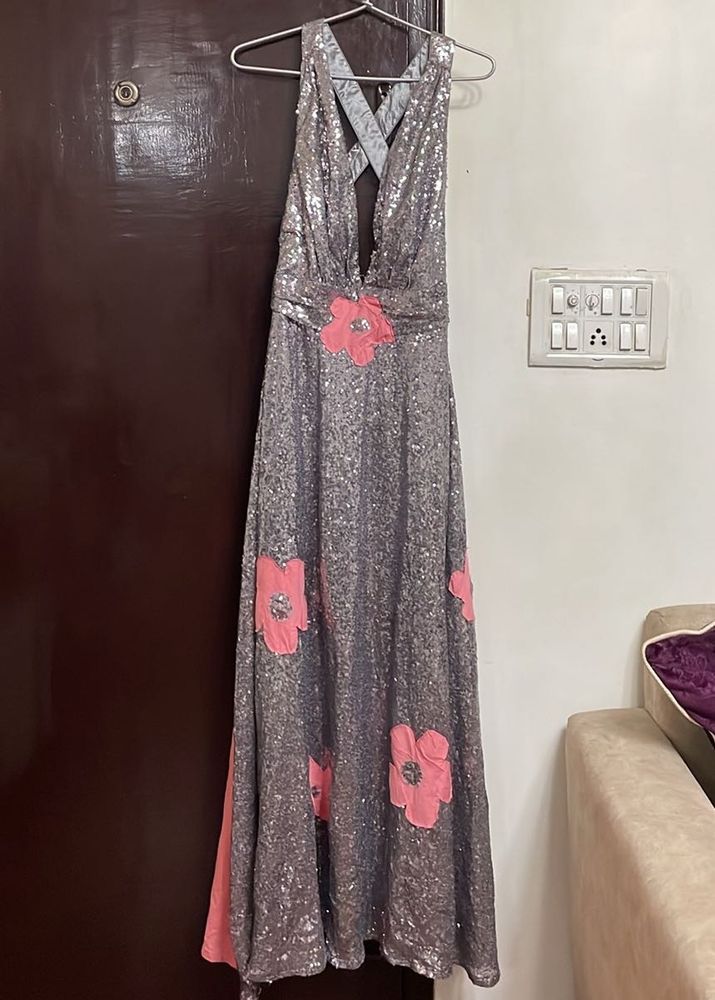 Silver Sequin Maxi Dress
