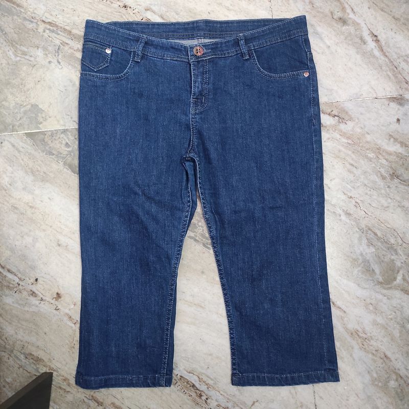 Denim Capri For Women | Waist 36 | Length 29 | Low