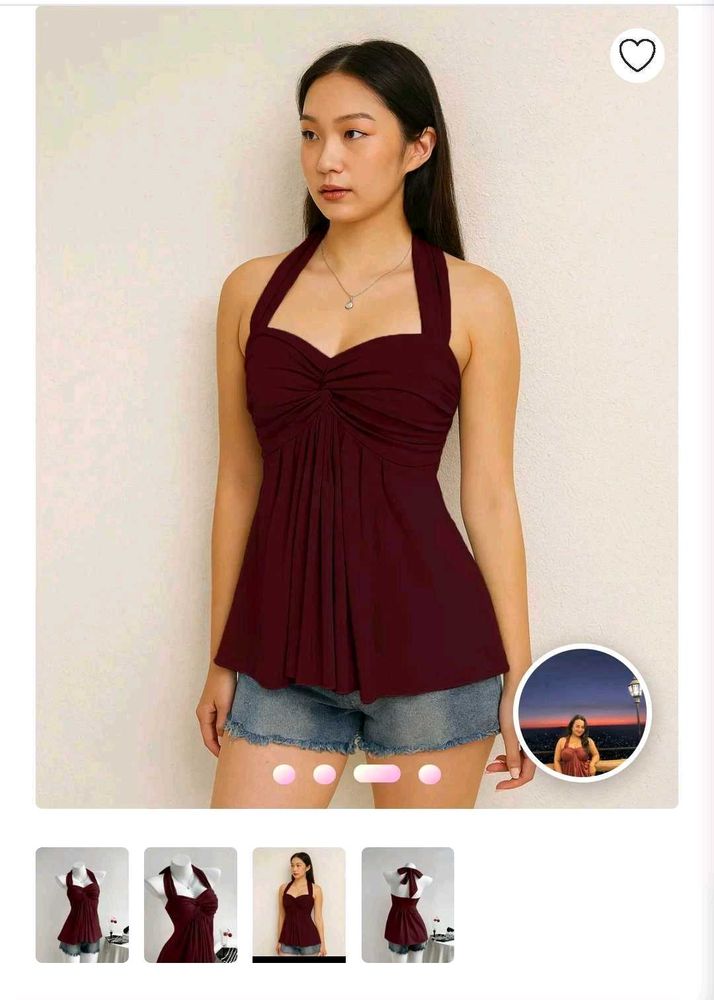 Maroon Ruched Halter top