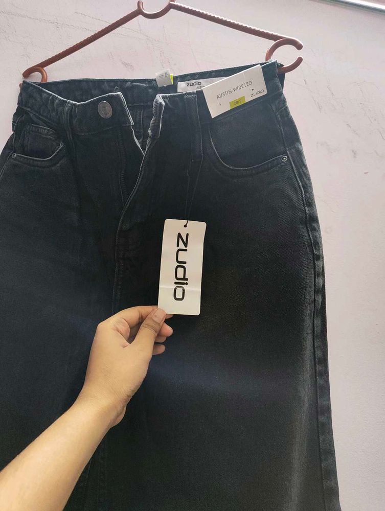 Zudio Black Wide Leg Jeans  sale 🎉🎉🥳