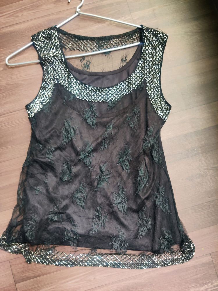 Sheer Lace Embellished Top