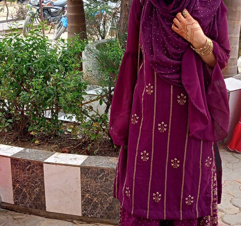 Elegant Purple Kurti Set