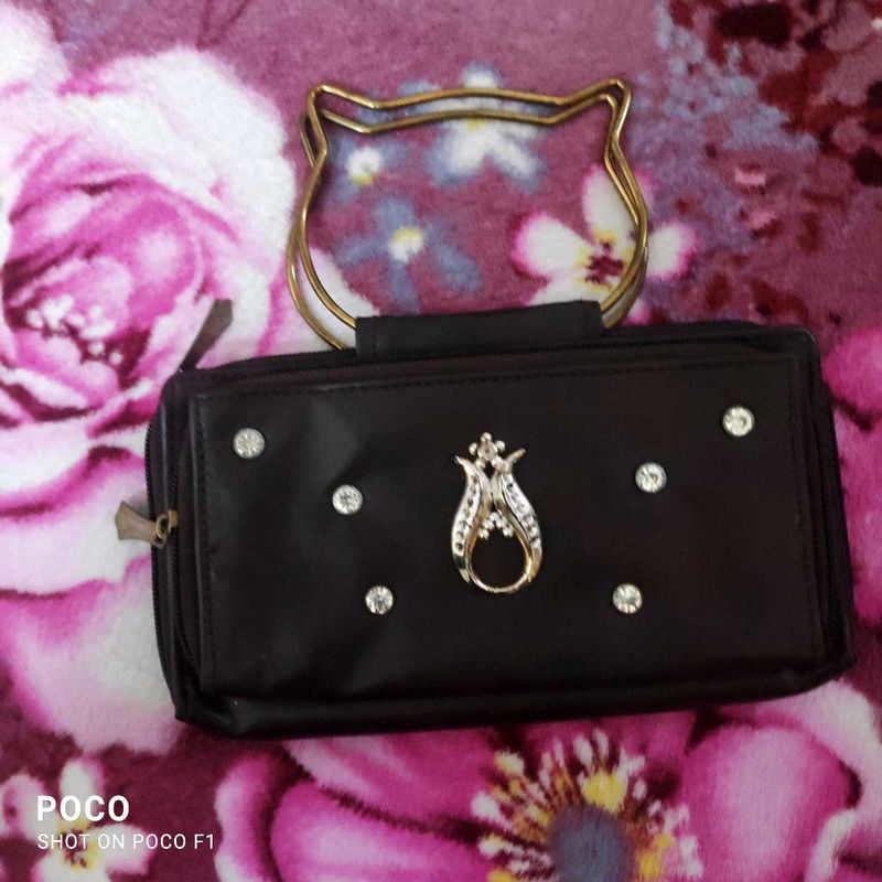 Stylish Black Clutch with Embellishments