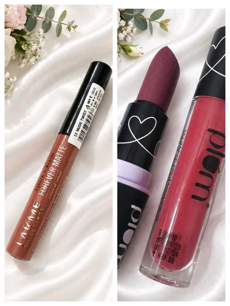 Lakme &amp; Plum Lipsticks Bundle 3