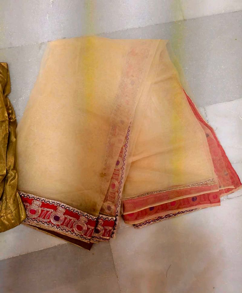 Elegant Net Saree embellished border with shi