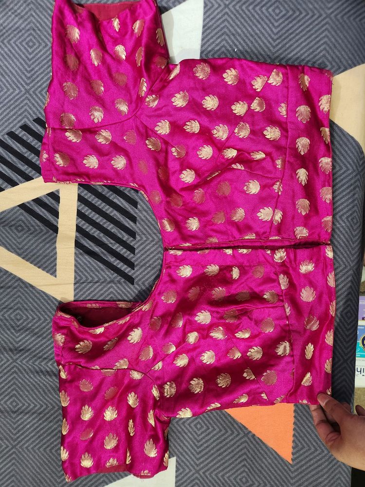 Magenta Gold Blouse For Saree