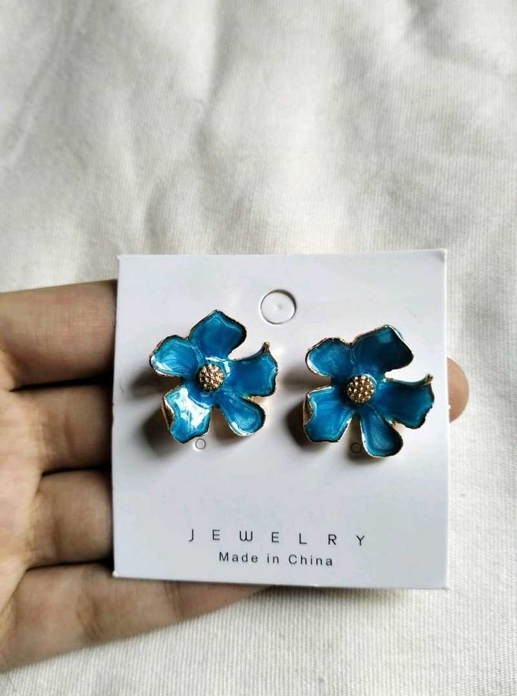 Korean Enamel Flower Earrings