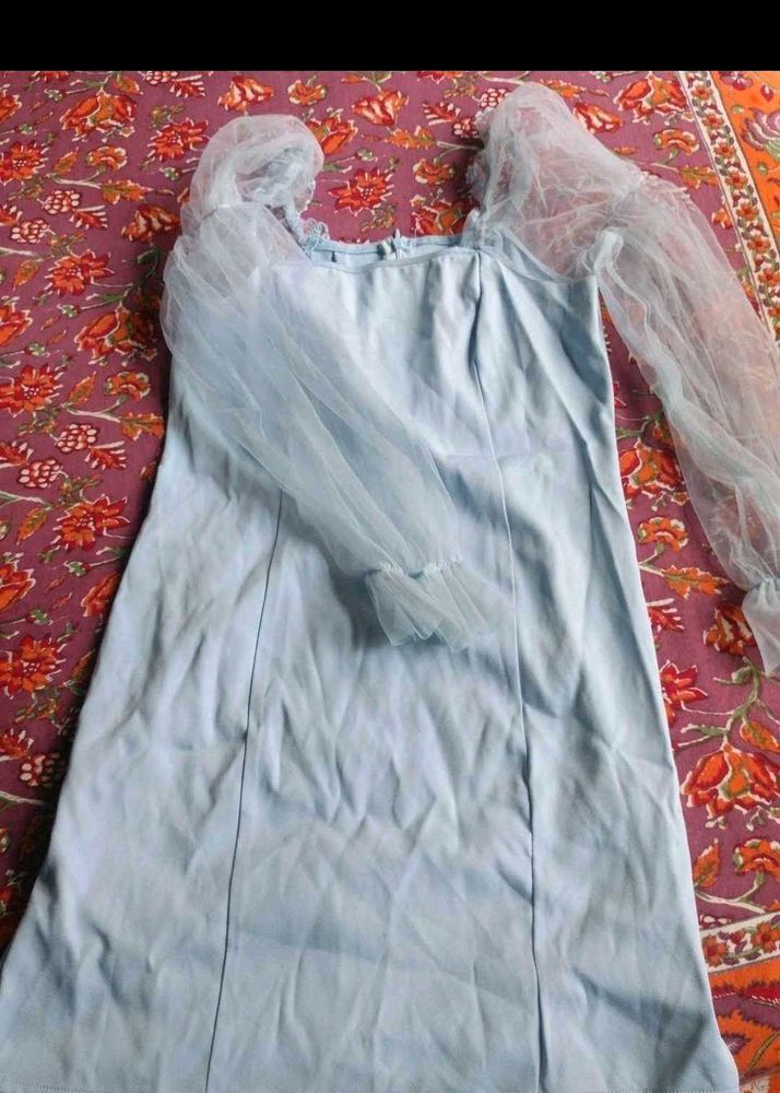 Baby Blue Puff Sleeve Dress