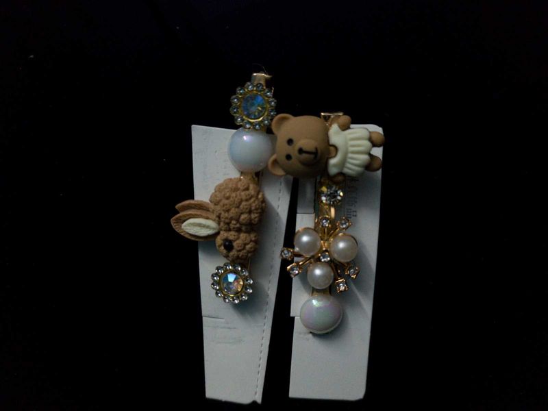 Cute teddy / rabbit Hair / korean Clips pack of 2