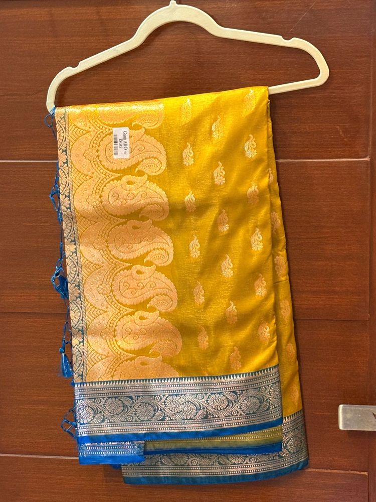Vibrant Yellow Silk Saree