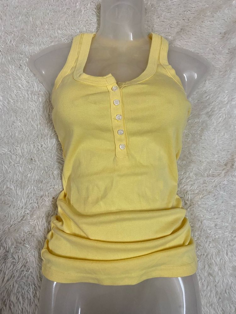 Butter Yellow Henley Tank Top