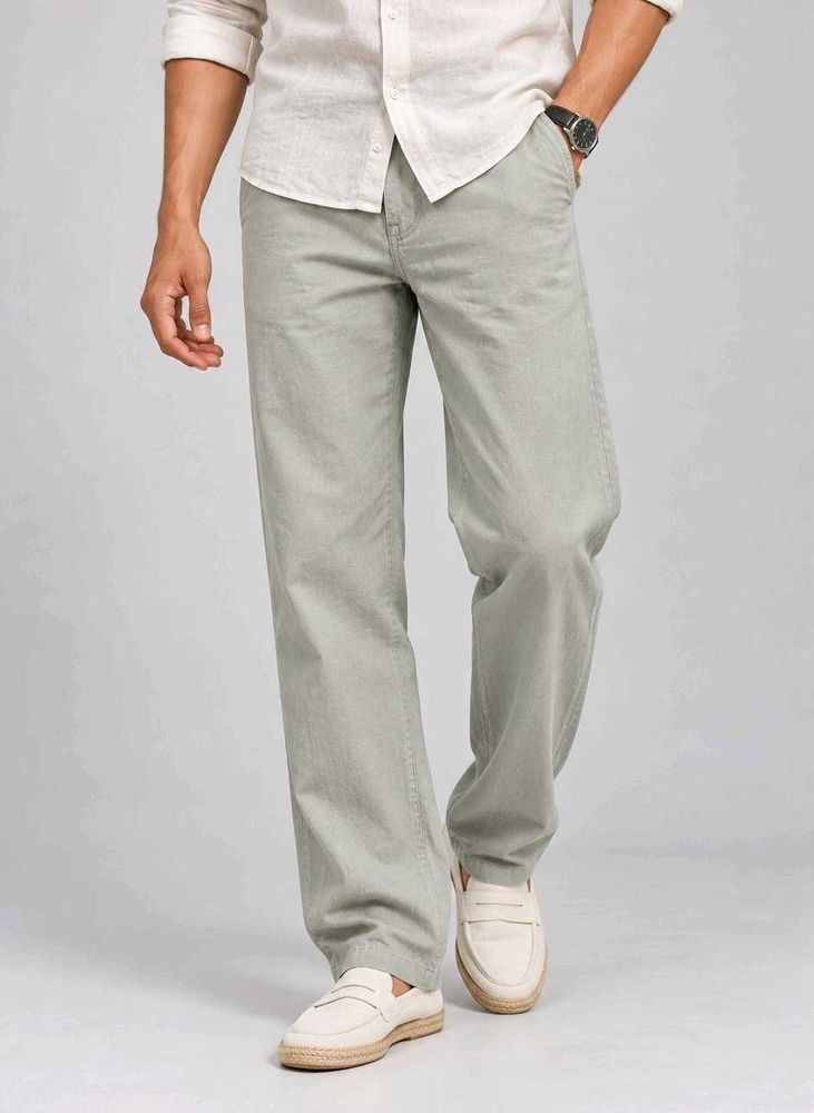 Men's Straight Fit Linen Pants