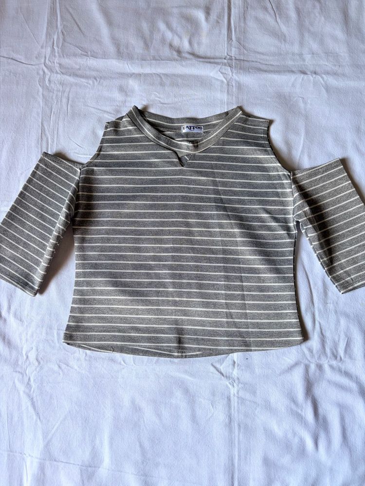 Striped Cold Shoulder Top