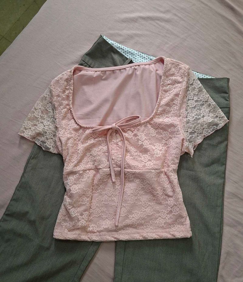 Cute Pink Lace Top