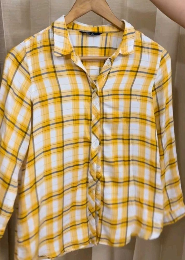 Yellow Plaid Button-Up Shirt