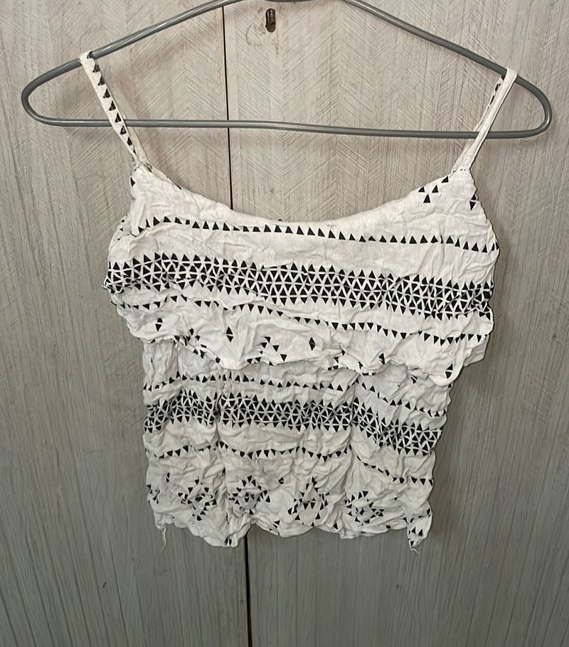 Cute White Patterned Top