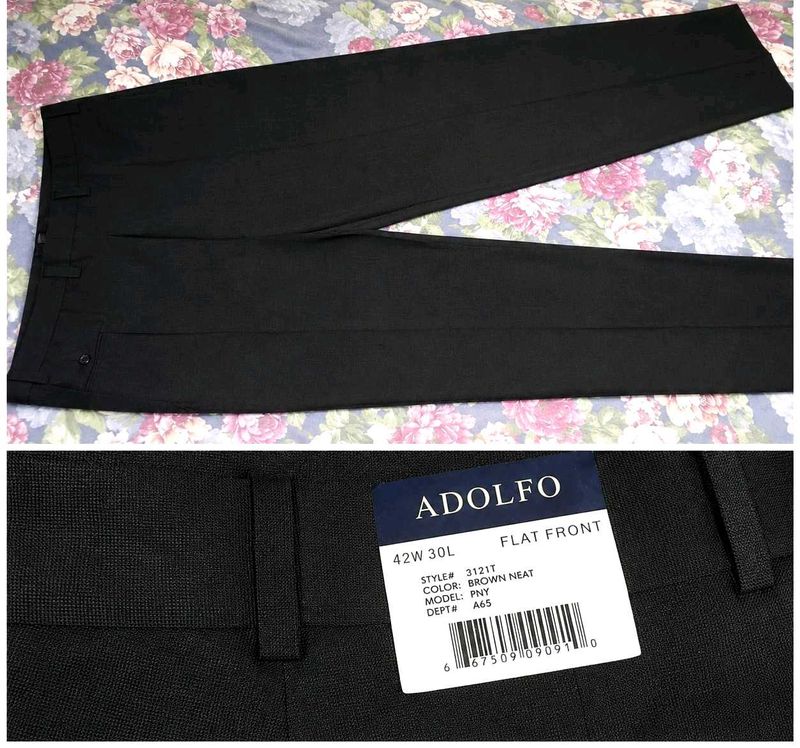 ADOLFO Men's Flat Front Pants