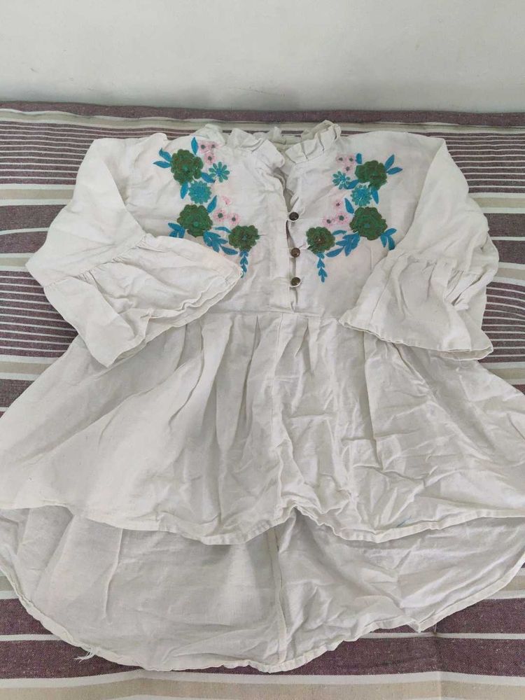 short pure cotton floral kurti