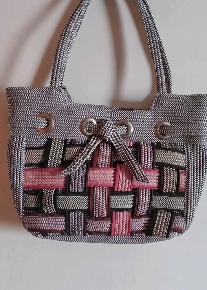 Woven Tote Bag with Drawstring Closure