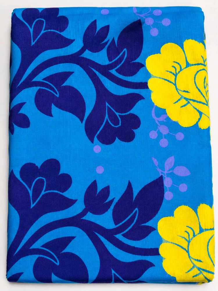 Vibrant Blue Floral Dhakai Jamdani Saree