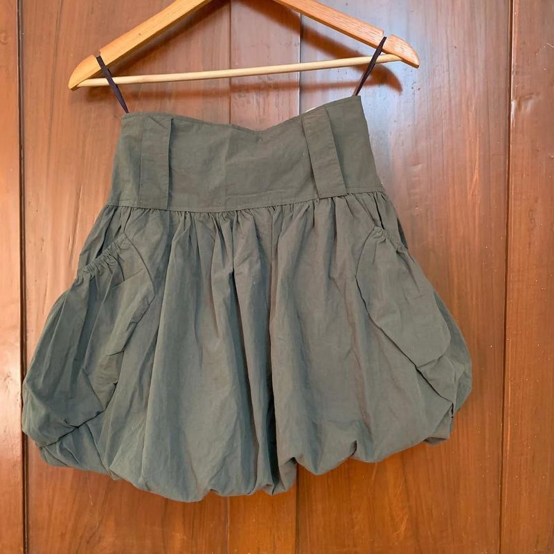 Olive Bubble Mini Skirt