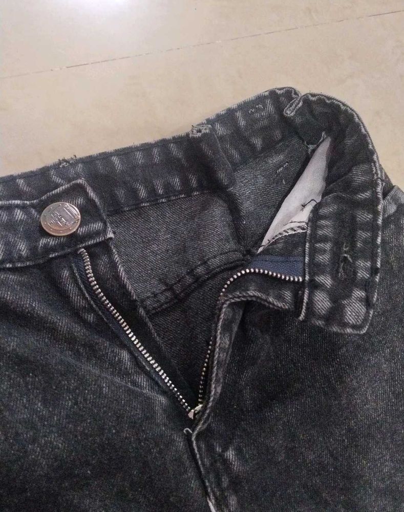 Gray Wide Leg Jeans