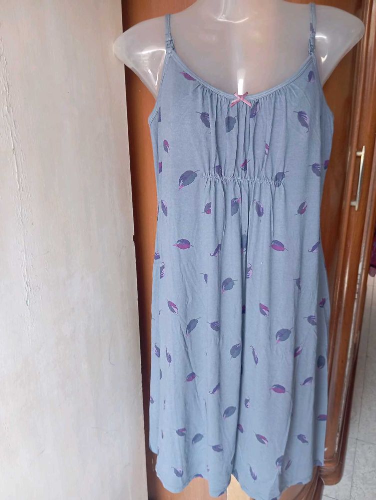 Blue Leaf Print Nightgown