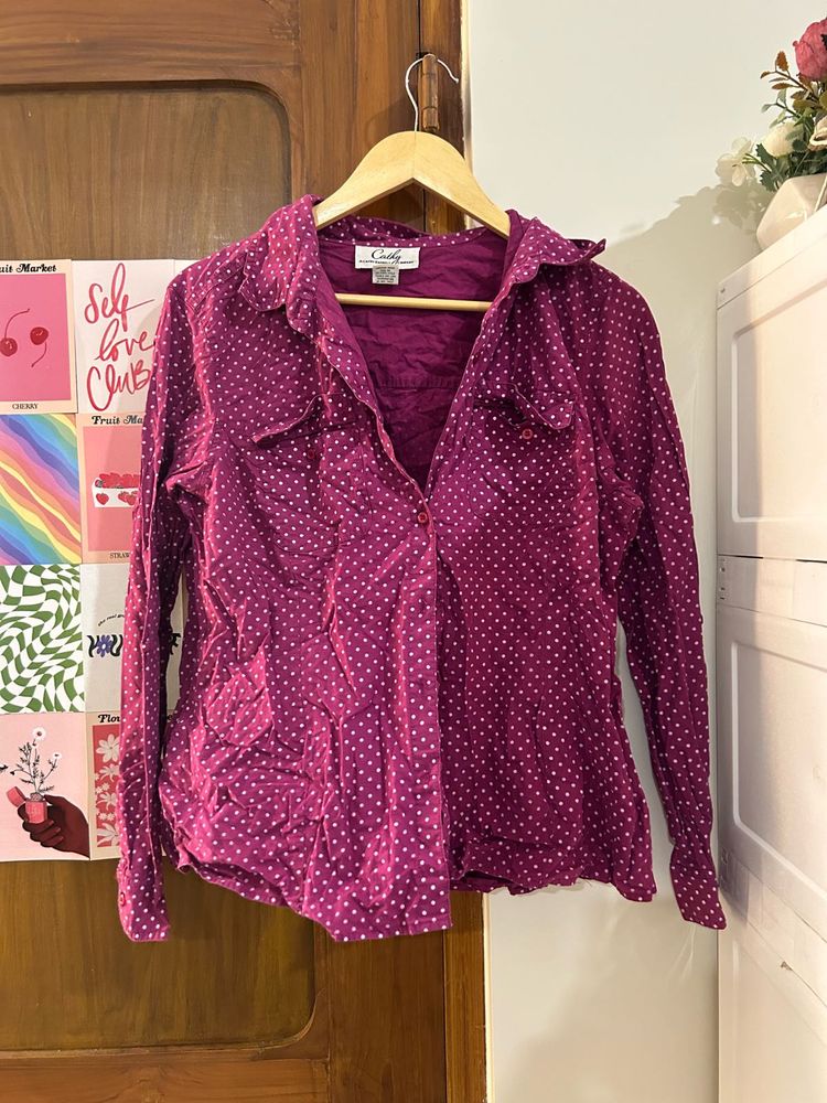 Cute Polka Dot Button-Up Shirt