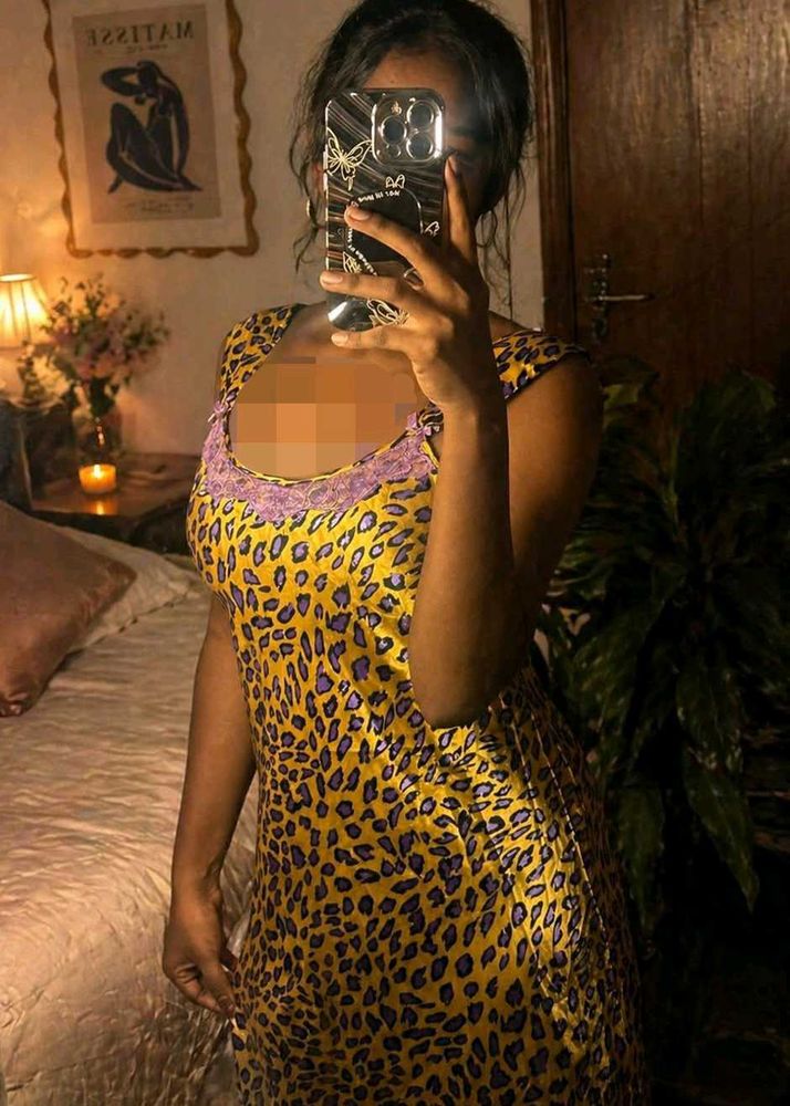 Yellow Leopard Print Slip Dress