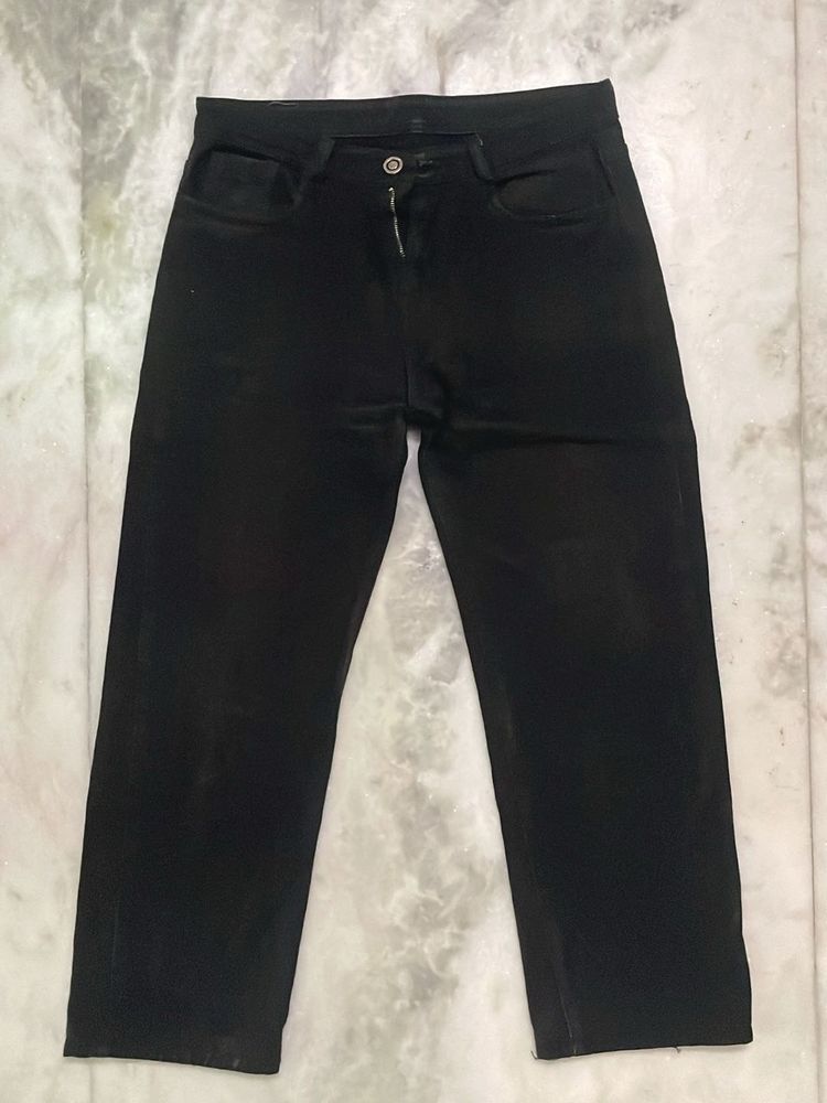 Relaxed Fit Classic Black Straight Leg Jeans
