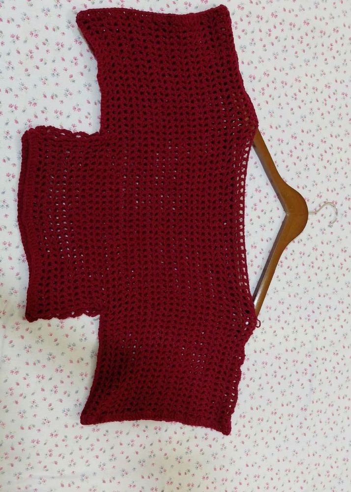handmade !!! Maroon Crocheted Top
