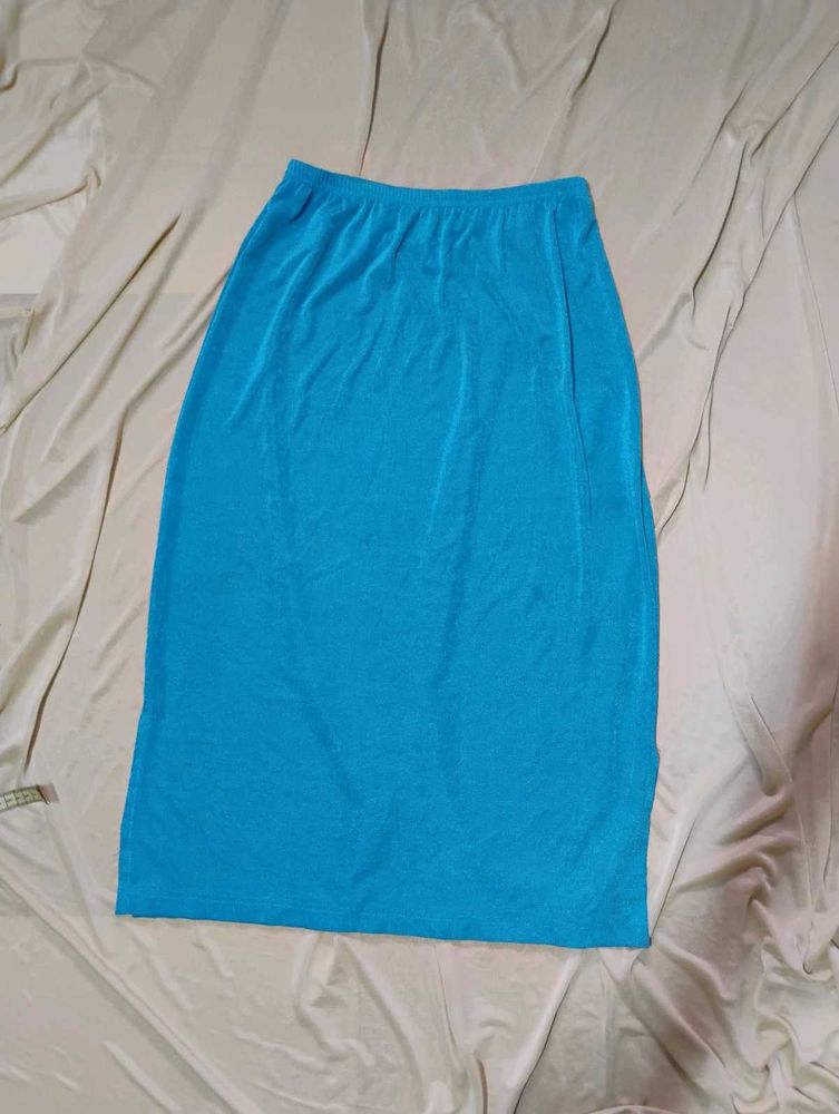 Slinky Blue Midi Skirt (Made in U.S.A)