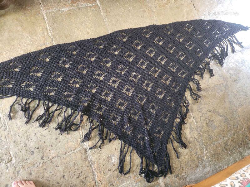 Poncho style Crochet Scarf with Fringe