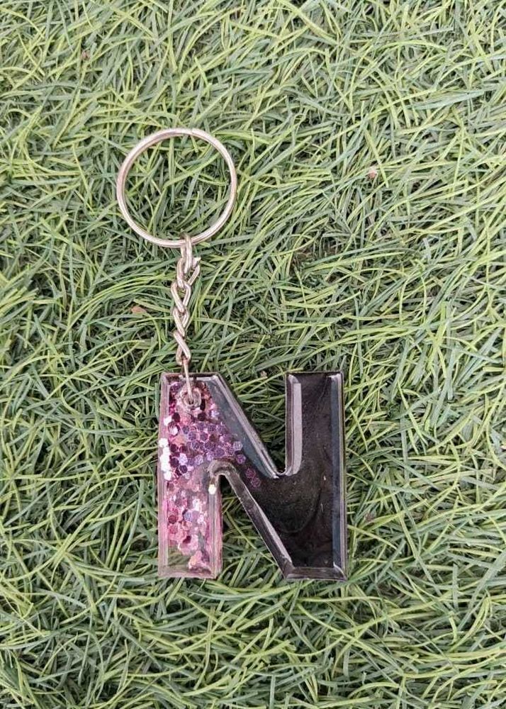 Letter N Resin Keychain