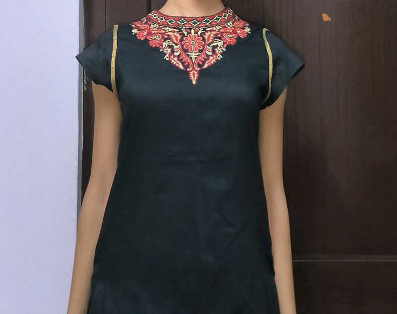 Embroidered Neckline Top
