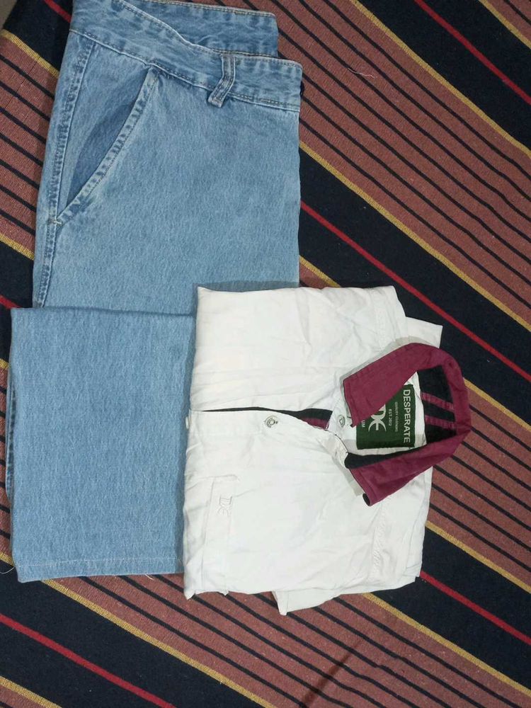 Men's Casual Shirt (36inch)and Jeans(34inch) Set